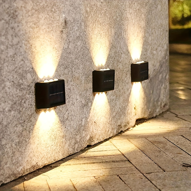 Lámparas solares para exterior con 6 LED, paquete de 2 piezas. Incluye 6 luces LED, 2 modos de iluminación, sin necesidad de carga, fácil instalación y no daña la pared