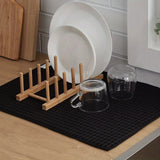 1 pieza, Alfombrilla de drenaje, Tapete de secado de platos de microfibra, Escurridor de platos súper absorbente para cocina, Alfombrilla de secado negra, Reversible y de secado rápido, Suministros de cocina