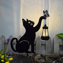 Lámpara solar para jardín con forma de gato de hierro, diseño de hada, ideal para decoración de patios, jardines y villas, 1 unidad