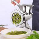 Molino de carne manual de acero inoxidable y picadora de verduras - 2 en 1, herramienta multifuncional para cocina con procesamiento de salchichas, cebolla picada y ajo, cuerpo de hierro fundido resistente, soporte de mesa ajustable, no necesita electric