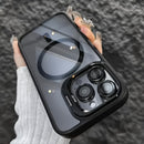 Funda metálica semitransparente antideslizante y antigolpes premium para iPhone 16, 15, 14, 13 y 12 Pro Max, además de 14 y 15 Plus, con cierre magnético, carga inalámbrica y protección contra caídas, incluye cubierta protectora para el lente de la cámar