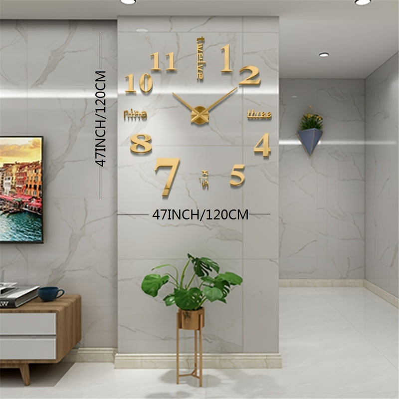 Relojes de Pared Grandes sin Marco JUJUDA 3D para Decoración de Sala, Pegatinas de Reloj Grande Moderno para Cocina y Dormitorio, Kit de Reloj Gigante Silencioso para Decoración Interior en Casa u Oficina