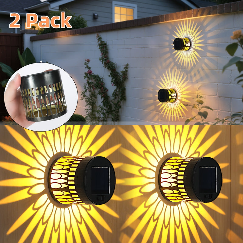 2 Paquetes de Linterna Solar para Exteriores - Adecuados para la Iluminación de Fachadas de Casas Exteriores IP65, Linternas Redondas para Fachadas de Porches más Brillantes con Función Automática de Crepúsculo para Iluminación de Exteriores de Granjas -