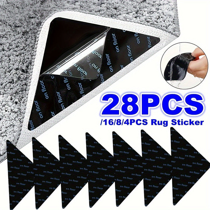 4/8/16/28pcs Sujetadores de Alfombras - Mantén Tus Tapetes Planos y Seguros - Antideslizantes, Adhesivos Reutilizables - Ideales para Suelos de Madera, Azulejos y Alfombras
