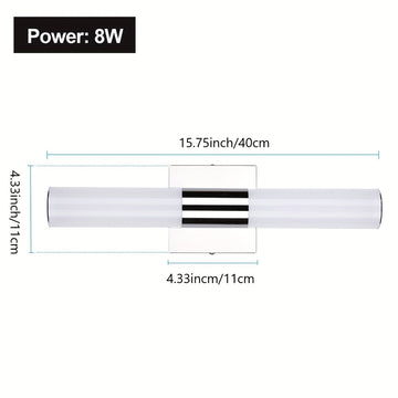 Luces LED para tocador, modernas lámparas de baño de acero inoxidable sobre espejo como iluminación de maquillaje, apliques de pared para baño (8W 15.75 pulgadas)
