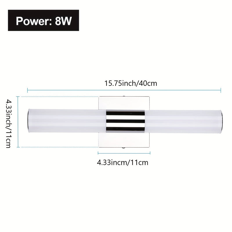 Luces LED para tocador, modernas lámparas de baño de acero inoxidable sobre espejo como iluminación de maquillaje, apliques de pared para baño (8W 15.75 pulgadas)