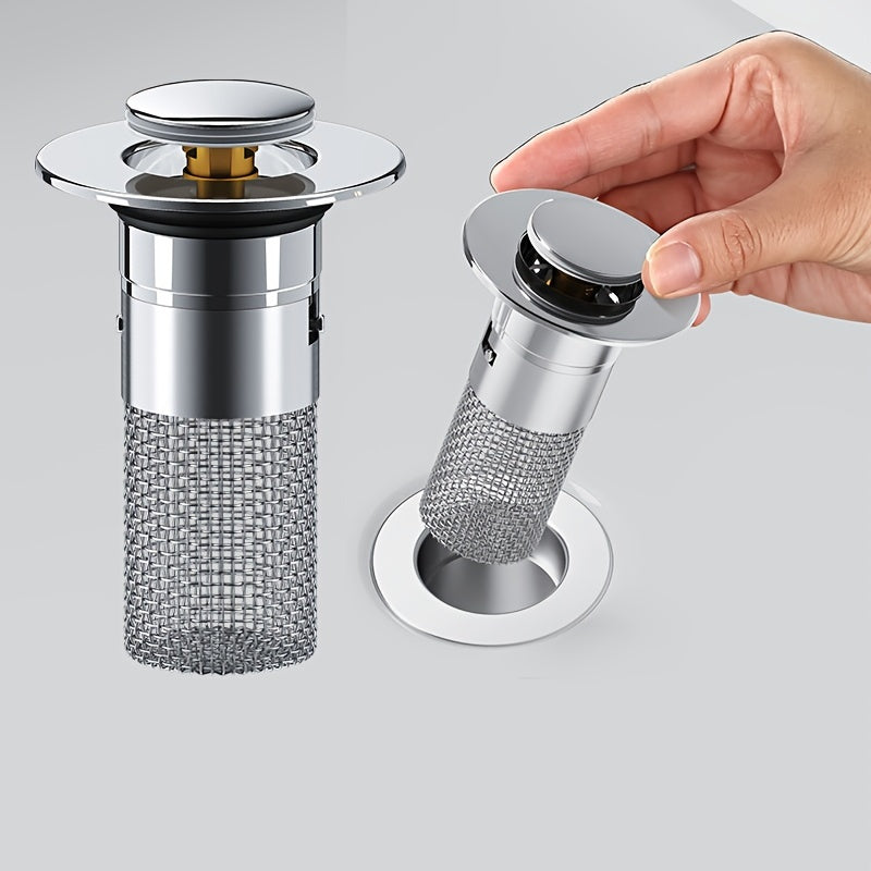 Tapón de drenaje para bañera, desagüe de piso con malla filtrante, fácil de instalar, color plateado