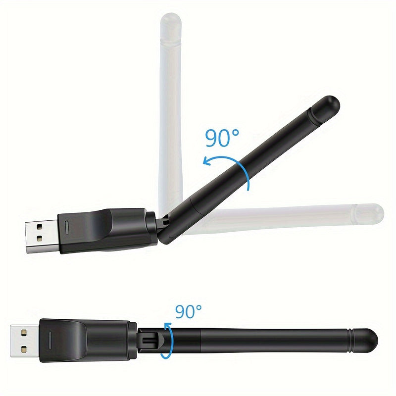 Adaptador WiFi Mini USB de 150Mbps - Transmisor sin varillas para Redes en PC y Portátil - Tarjeta Receptora WiFi de 2.4GHz con Configuración Fácil y Diseño Compacto para Decodificador de IPTV
