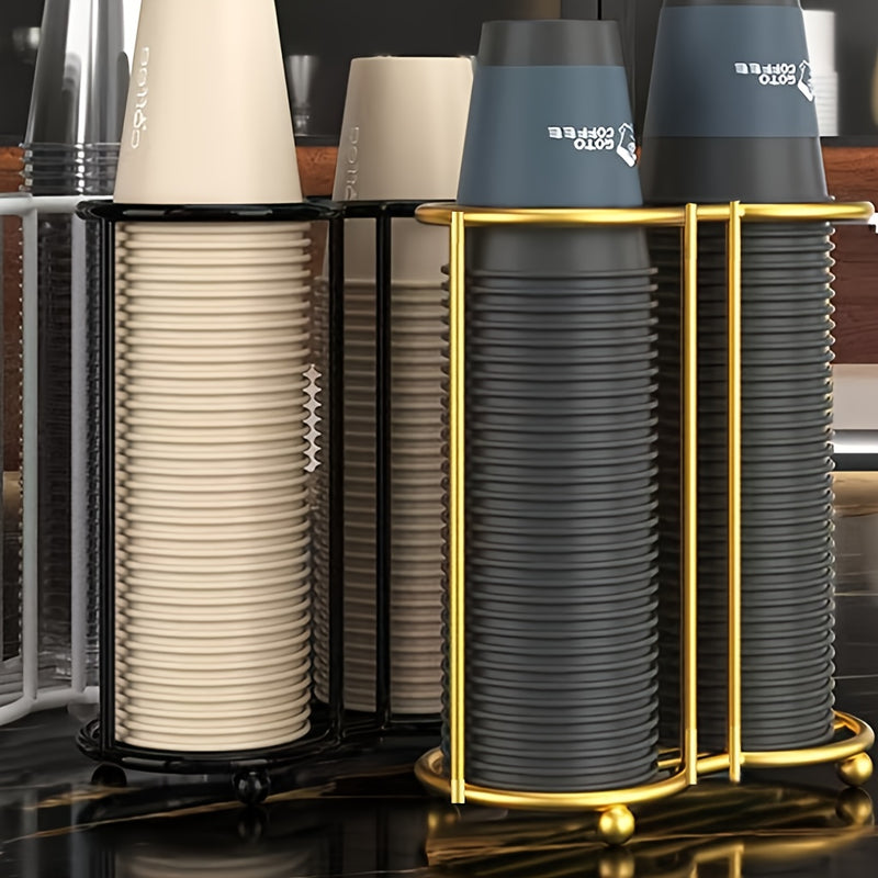 Soporte para vasos desechables de lujo ligero, organizador de vasos de acrílico, soporte doble para tazas, para hogar y comedor