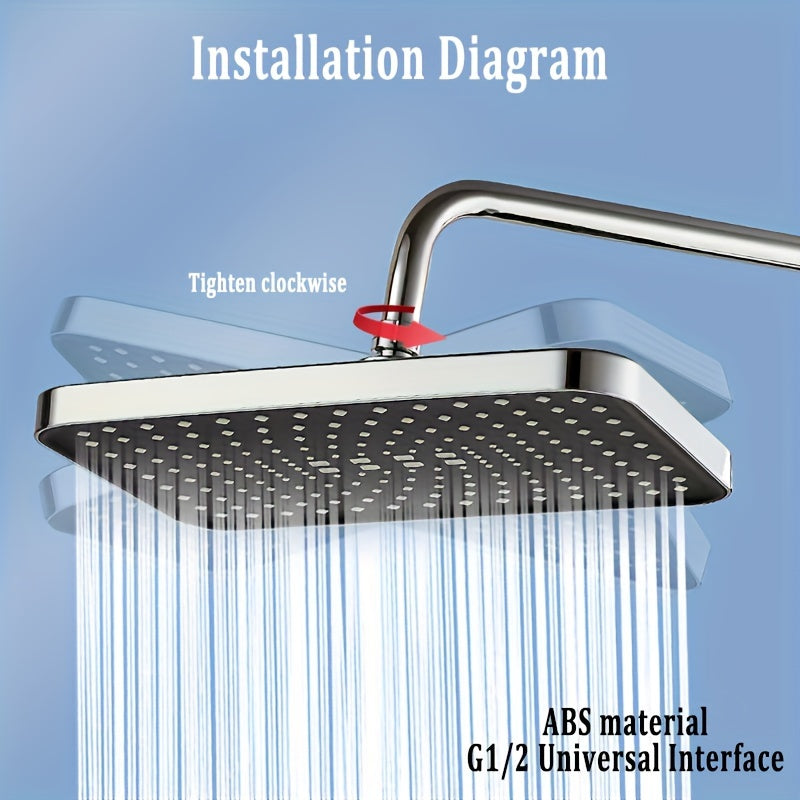 1 cabezal de ducha de lluvia a alta presión ABS, cabezal de ducha de lujo para baño, ángulos ajustables, boquillas de silicona antiobstrucción, ahorro de agua (rectangular y circular), accesorios para baño