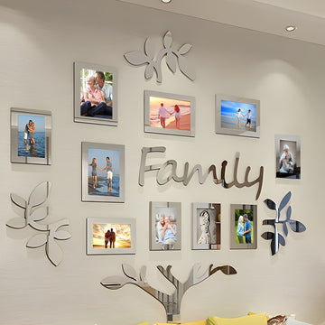 1 Juego de Decoración de Árbol Genealógico de Familia, Pegatina de Espejo de Acople DIY, Collage de Marco de Imagen, Decoración del Hogar, Adecuado para Sala de Estar, Dormitorio, Comedor, Oficina, Regalo para Nueva Casa, Grande 47x47 pulgadas