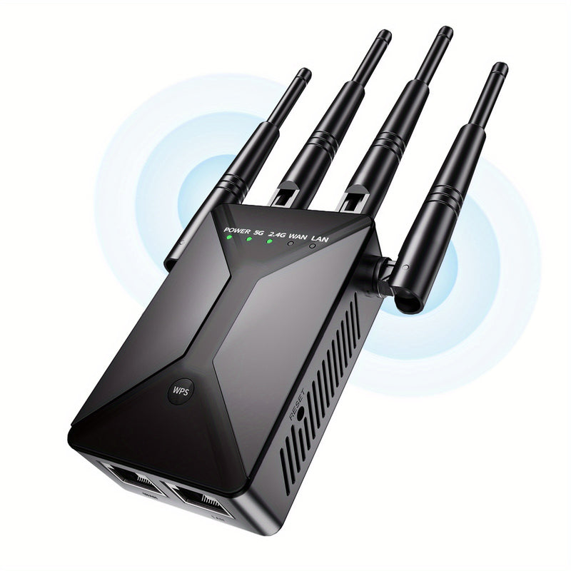 Amplificador De Señal Extensor WiFi, Cubre Hasta 13225 Pies Cuadrados Y 130 Dispositivos, Banda Dual 2.4G Y 5G, Potente Amplificador WiFi De Pared De 1200 Mbps, Con Puerto Ethernet Y Modo AP