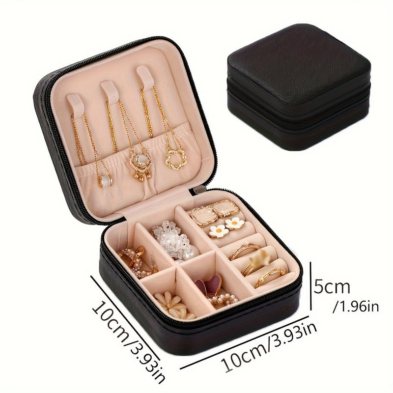 1pc Caja de almacenamiento de joyas portátil, estuche de viaje para pendientes, collar, anillo, caja organizadora de joyas simple, valentine, cajas de joyas