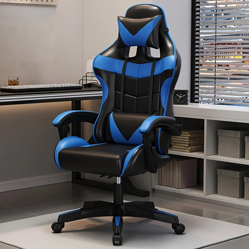 1 silla ergonómica para gaming, ajustable en altura con respaldo alto, sillón de oficina con reposacabezas y reposapiés, asistente moderno para entretenimiento en casa