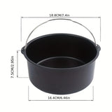 Sartén de horno de aire frito de acero al carbono no adherente de 7 pulgadas - Tamaño medio, ideal para pasteles y alimentos fritos, accesorios duraderos para horno de aire frito y cocina, accesorios para horno de aire frito.