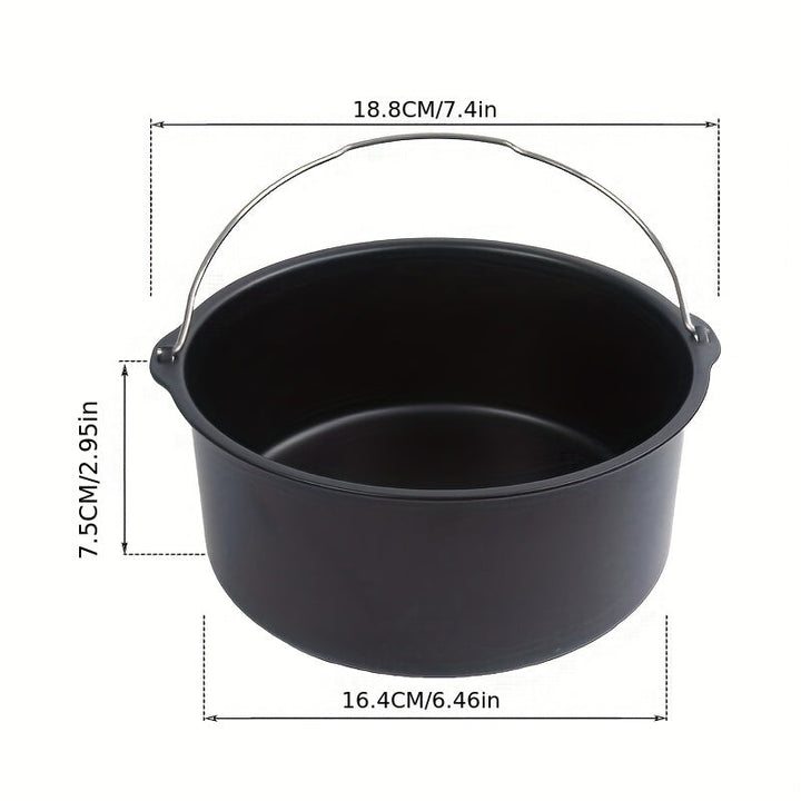 Sartén de horno de aire frito de acero al carbono no adherente de 7 pulgadas - Tamaño medio, ideal para pasteles y alimentos fritos, accesorios duraderos para horno de aire frito y cocina, accesorios para horno de aire frito.