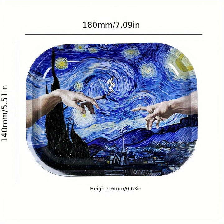 Bandeja Metálica de Noche Estrellada - Decoración de Hogar Duradera y Multiusos para Frutas y Postres, Regalo Perfecto para Navidad o Halloween