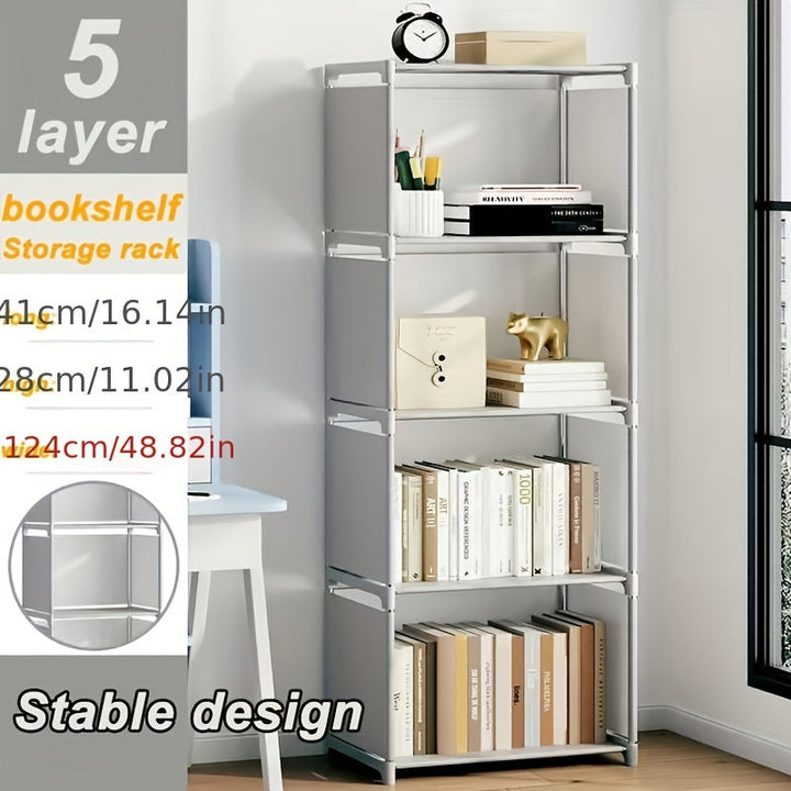 Un Sencillo Estante de Libros de Cinco Niveles de Hierro, Diseñado para Estudiantes y Jóvenes como Un Armario de Almacenamiento Creativo., Decoraciones para Estantes