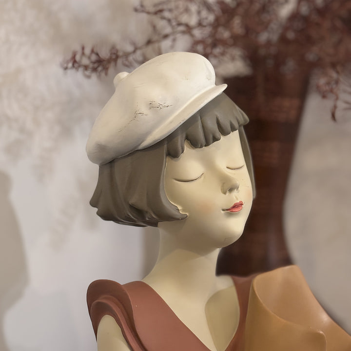 Elegante estatua de niña globo de resina con tallo floral - Decoración romántica para salón, estantería de TV o mostrador | Ideal para el Día de San Valentín, el Día de la Madre y las celebraciones de Navidad