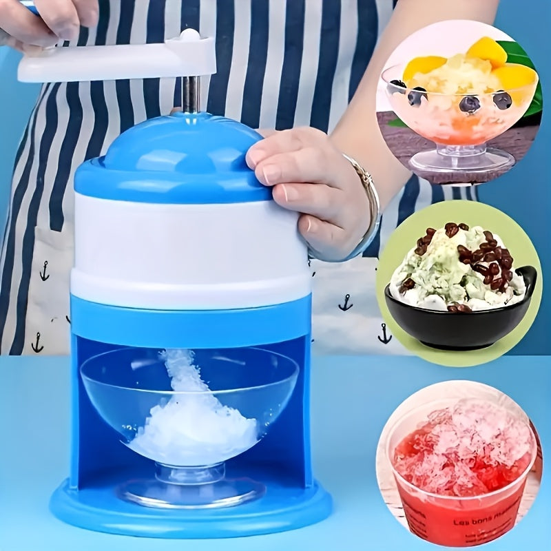 Máquina de batido de frutas y leche manual - Máquina de batido de frutas y leche con manivela, plástico ABS duradero, azul y blanco, perfecta para fiestas de verano y uso doméstico, no requiere electricidad, máquina de picar hielo.