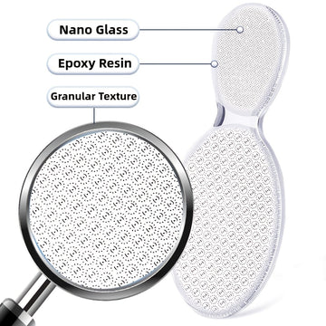 Lima de vidrio nano de doble cara - Herramienta profesional para pedicura, elimina piel muerta y callos, reutilizable y lavable para talones agrietados, pies suaves rápidamente en casa, cuidado de pies | Exfoliación suave | Acabado brillante, esenciales