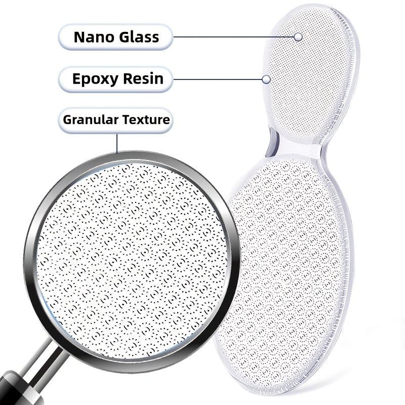Lima de vidrio nano de doble cara - Herramienta profesional para pedicura, elimina piel muerta y callos, reutilizable y lavable para talones agrietados, pies suaves rápidamente en casa, cuidado de pies | Exfoliación suave | Acabado brillante, esenciales