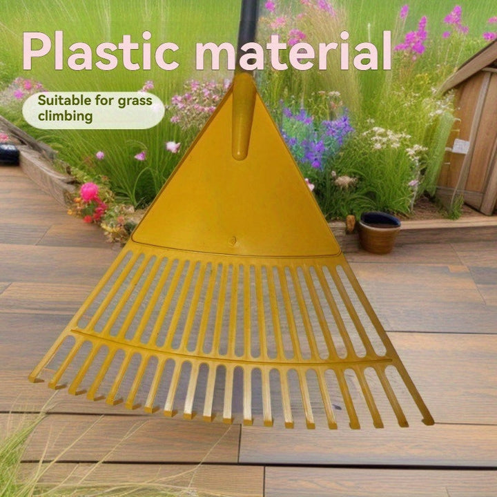 Rastrillo de jardín de plástico de 20 dientes - Hojas duraderas de metal y plástico, no necesita electricidad para césped, maleza, hojas y limpieza de jardín - Mango ergonómico para uso profesional y doméstico, herramientas de jardín, diseño de hoja efic