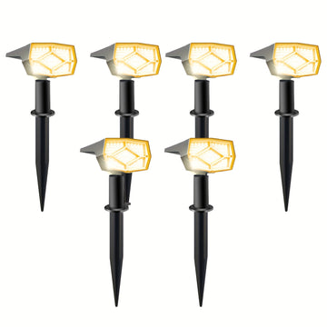 2pcs/4pcs/6pcs Focos Solares para Exteriores, 64 LED Luz Blanca Fría y Cálida con 3 Modos de Iluminación, Focos de Paisaje Ajustables de ABS para Jardín, Patio y Camino, Alimentados por Energía Solar y Resistentes al Clima, Luces Solares para Exteriores