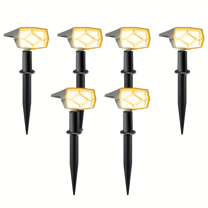 2pcs/4pcs/6pcs Focos Solares para Exteriores, 64 LED Luz Blanca Fría y Cálida con 3 Modos de Iluminación, Focos de Paisaje Ajustables de ABS para Jardín, Patio y Camino, Alimentados por Energía Solar y Resistentes al Clima, Luces Solares para Exteriores