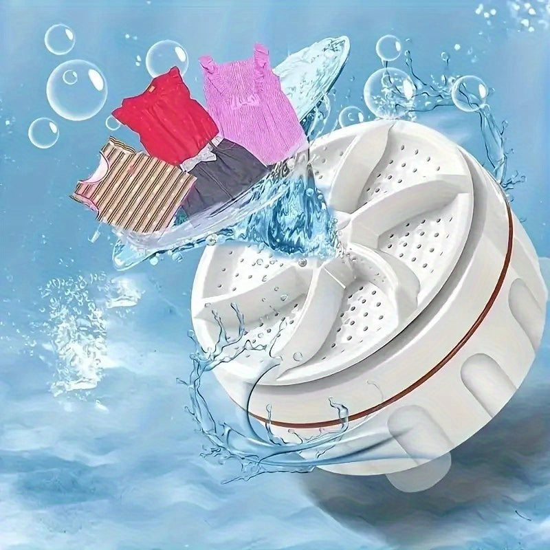 1pc Mini Lavadora Portátil, Capacidad 0-2L, Forma Redonda, Alimentada por USB, ≤36V, No Requiere Batería, Diseño Plegable Compacto para Calcetines y Ropa Interior, Regalo Ideal para Estudiantes y Espacios Pequeños