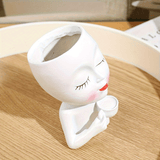 Jarrón Clásico de Resina con Chica de Café, Patrón de Camuflaje, Adorno Decorativo de Mesa con Temática Global, Accesorios para Bar de Café