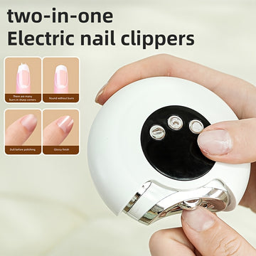 Dos en uno, cortaúñas eléctricas y lima, recargable por USB, ajustable a tres velocidades, con cabeza incorporada, regalo perfecto para uso doméstico, dispositivo de cuidado de uñas | lima de uñas ajustable a velocidad | herramienta de manicura recargabl