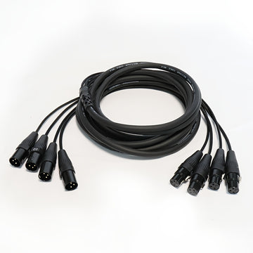 Cable Serpiente XLR de 4 Canales Premium - Patch de Micrófono Macho a Hembra para Uso En Vivo, Grabación y Estudio, Negro