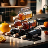 Un soporte de vino creativo que puede almacenar seis botellas, ideal para armarios de vino en casa y áreas de comedor de lujo.