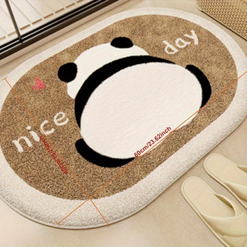 1 pza. Alfombra de baño de panda lindo - Alfombra de baño de felpa de poliéster, antideslizante, absorbente, suave y cómoda, alfombra de piso de decoración del hogar, decoración de invierno de felpa esponjosa