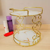 Un estante de hierro pintado al estilo nórdico para cosméticos y tazas de enjuague bucal, con estante de vidrio extraíble, adecuado para uso en tocadores, baños, fregaderos, comedores y cocinas.