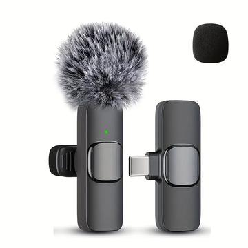 Juego de micrófono con clip 1/2, alta calidad de sonido, tecnología inteligente de reducción de ruido, ideal para grabaciones en interiores, videoconferencias, clases online y charlas públicas