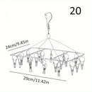 Estante de secado de calcetines de acero inoxidable con 20/30/40 clips, gancho giratorio a prueba de viento para calcetines, sujetadores, ropa interior y accesorios de lavandería, tendederos