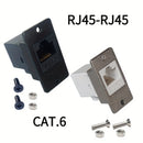 Adaptador de Línea Eléctrica 2 piezas - Plateado con Tornillo Fijo Hembra a Hembra RJ45 CAT.6