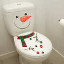 1pc Adhesivo de Hombre de Nieve de Navidad para Inodoro, Decoración de Baño de PVC de Dibujos Animados, Impermeable, Removable, Plástico Duradero, Uso Único, Rectangular, Acabado Mate