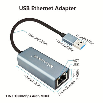 Adaptador de Ethernet USB-C Microweak 1000Mbps con puerto RJ45, compatible con MacBook Pro, iPad Pro, Dell XPS y más