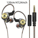 Auriculares internos QKZ AK3 FiLe de alta fidelidad, audífonos con cable y micrófono, cancelación de ruido con subwoofer, para gaming y música, plástico duradero, cable de 120 cm/47.24 pulgadas, diseño en colores vivos