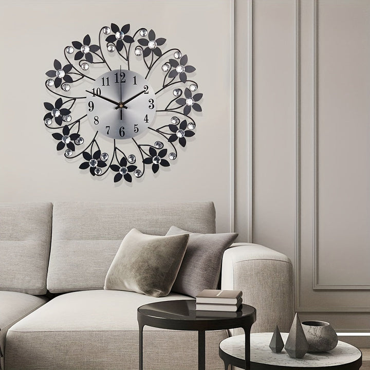 1 reloj de pared moderno minimalista con diseño floral - Gran patrón , números fáciles de leer, funciona con pilas (AA no incluidas) - para sala, dormitorio u oficina - decoración contemporánea, material duradero, ideal para diseñadores de interiores