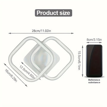Lámpara de techo moderna blanca cuadrada con patrones geométricos - Iluminación ajustable, semi-inclinada para cocina, pasillo, balcón, escaleras y dormitorio, diseño cercano al techo, acabado metálico, cableado duro, 110V-240V, luces de techo para vivie