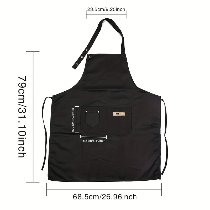 Un delantal de poliéster con correas ajustables para los hombros y bolsillos espaciosos, ideal para cocinar, jardinería, pintura, hornear y uso en restaurantes; un artículo imprescindible para los regalos navideños, especialmente para Navidad.