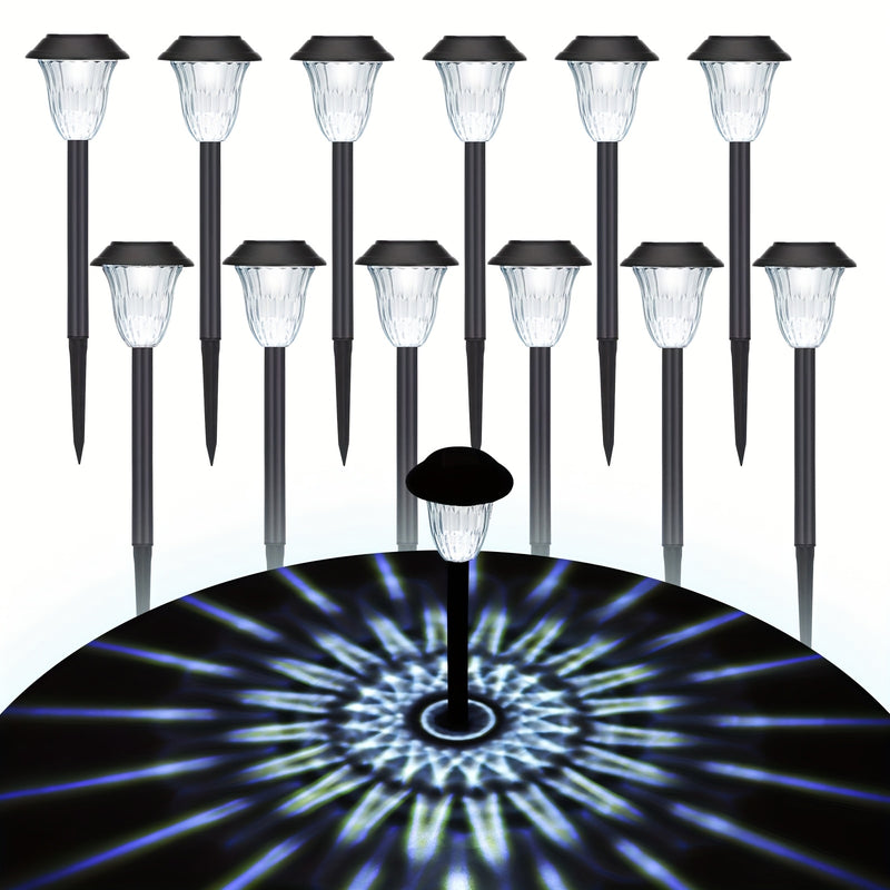 12 luces solares LED para exteriores, iluminación automática para jardín, patio y aceras, se encienden al anochecer y se apagan al amanecer