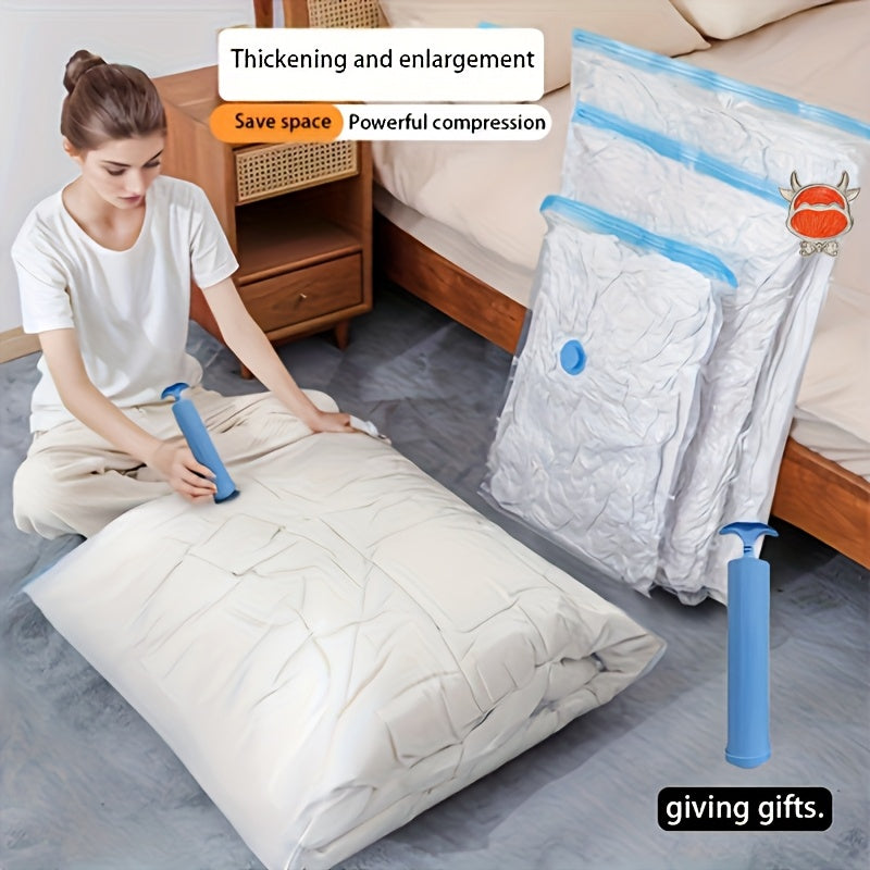 Juego de bolsas de almacenamiento al vacío ahorradoras de espacio, multiusos, en varios tamaños, con bomba manual, plástico, rectangulares, sin necesidad de electricidad, sellado seguro