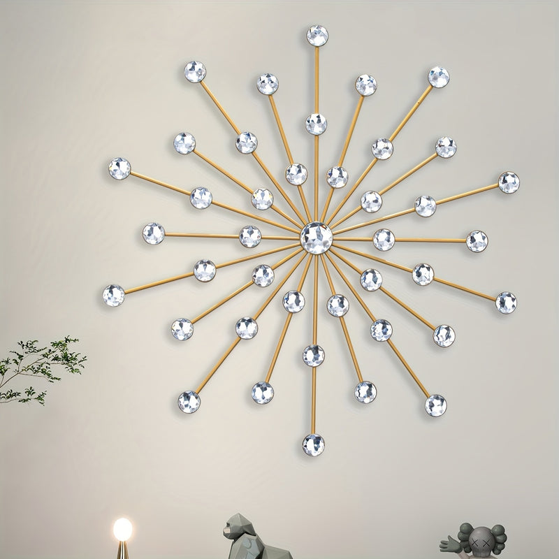 Arte de Pared Metálico Estrella Elegante - Estilo Clásico, Hierro Negro con Acentos de Cristal, Decoración Fácil de Colgar para Sala de Estar y Fondo de TV, Decoración del Hogar