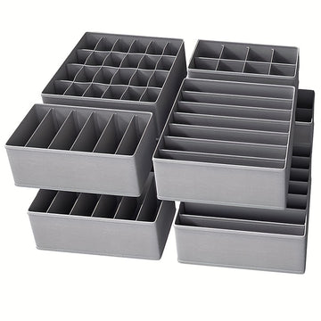 Clásico conjunto organizador de cajones de tela - 4/8piezas cajas de almacenamiento de varios compartimentos para ropa interior, calcetines y ropa - divisorias de tela no tejida para la organización del hogar, cajas de almacenamiento para la organización
