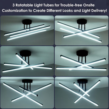 Lámpara de Techo Semiempotrada Negra Elegante de 3 Luces LED Amansour Moderna - Decoración para Cocina, Comedor, Vestíbulo y Entrada, AMANSOUR
